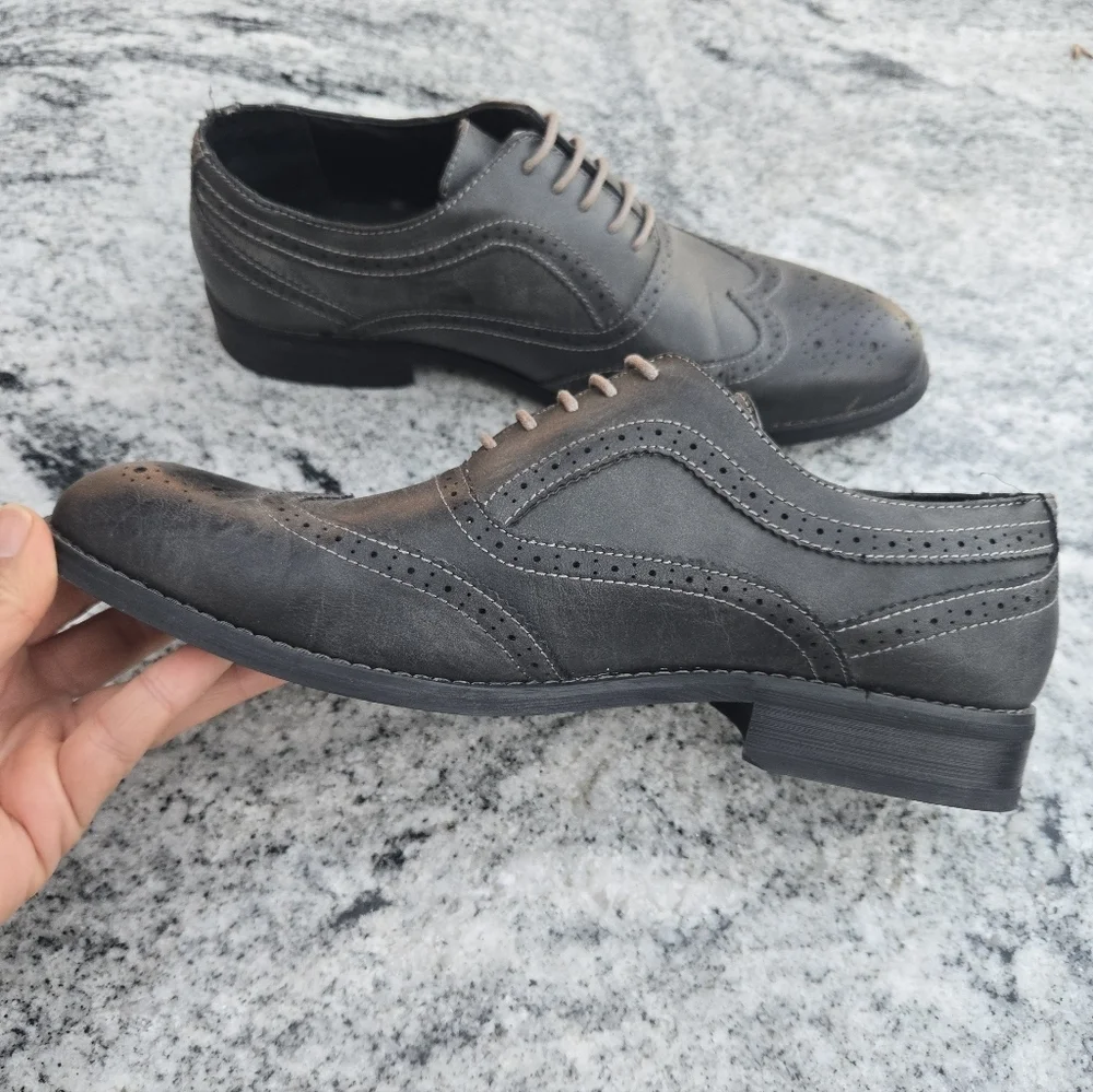 Perry Ellis Portfolio Welton Dress Shoes Men's Size 9 M Charcoal Gray
